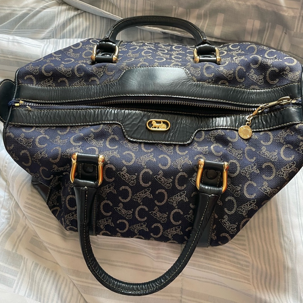 Celine vintage Boston bag Navy Blue